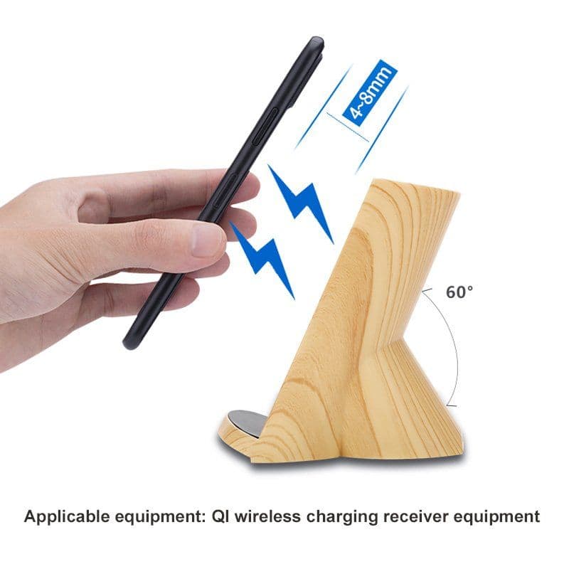 image-Wood Grain Wireless Charging Pen Container