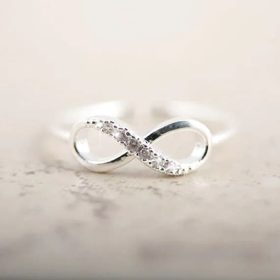 image-Rhinestone Silver Infinity Ring