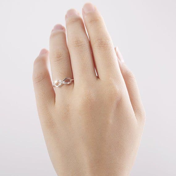 image-Rhinestone Silver Infinity Ring