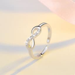 image-Rhinestone Silver Infinity Ring