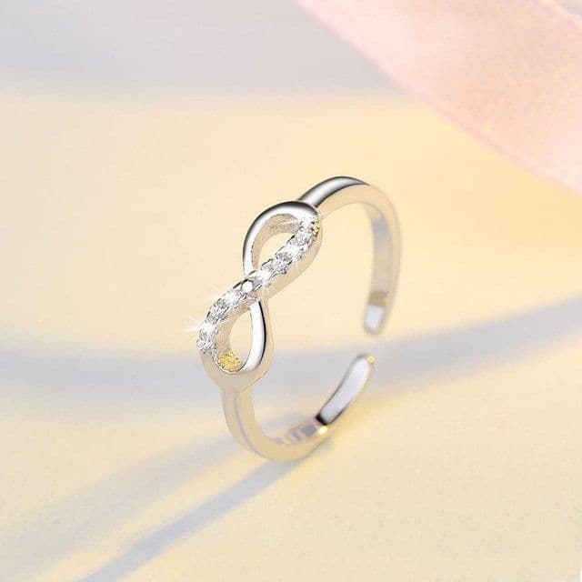 image-Rhinestone Silver Infinity Ring