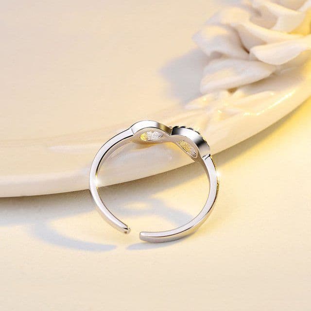 image-Rhinestone Silver Infinity Ring