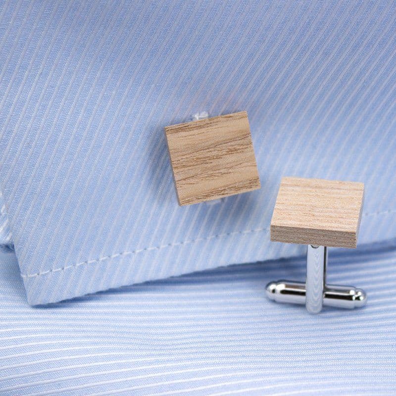 image-Wooden Cufflinks & Tie Clip Set