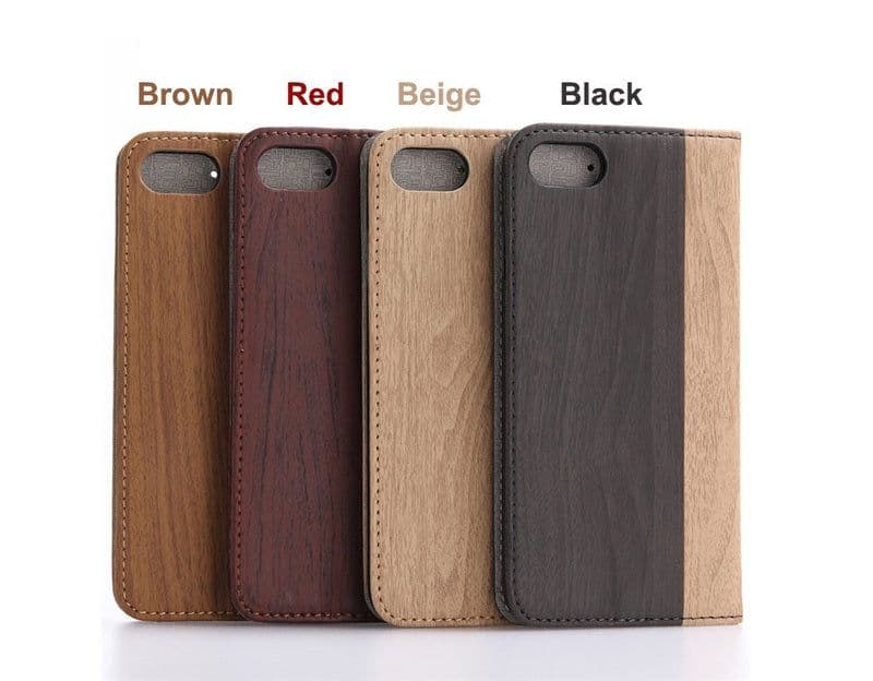 image-Wood Grain iPhone 7 7+ Wallet Case