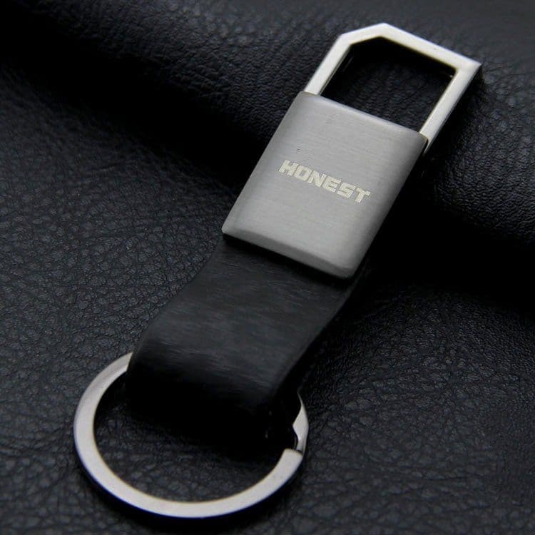 image-Geometric Leather Keychain