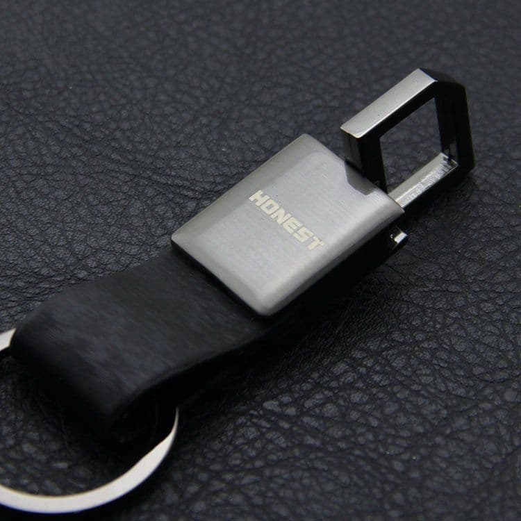 image-Geometric Leather Keychain