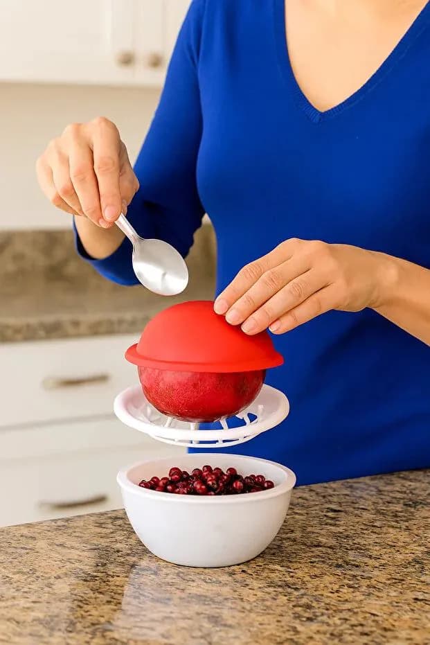 image-Olivya Pomegranate Deseeder with Lid Easy Pomegranate Peeler Seed