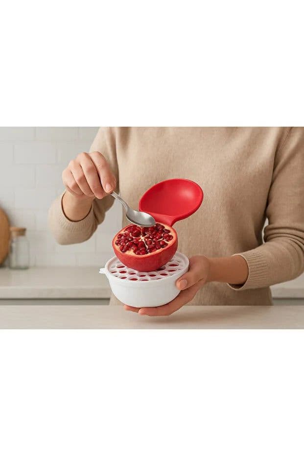image-Olivya Pomegranate Deseeder with Lid Easy Pomegranate Peeler Seed