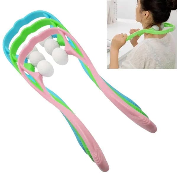 image-Plastic Pressure Point Therapy Neck Massageador Massagem Relieve Hand Roller Neck Massager For Neck Shoulder Trigger Point
