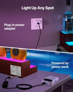 image-VEVOR LED Lighted Liquor Bottle Display, 2-Tier 30-Inch Whiskey Rack, Support USB, Illuminated Home Bar Shelf with RF Remote & App Control, 7 Static Colors, Acrylic+ Wood Lighted Shelf for 15 Bottles