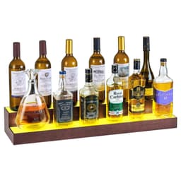 image-VEVOR LED Lighted Liquor Bottle Display, 2-Tier 30-Inch Whiskey Rack, Support USB, Illuminated Home Bar Shelf with RF Remote & App Control, 7 Static Colors, Acrylic+ Wood Lighted Shelf for 15 Bottles