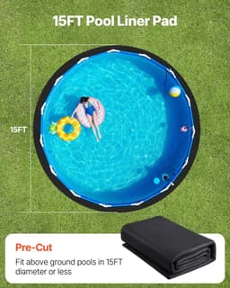 image-VEVOR Tapis de Sol Piscine, 456 cm, Tapis sous Piscines Hors Sol Rond 180 g/m2 Sous-couche Géotextile Extra-épais, Installation Facile, Découpe Simple, Protection pour Éviter Perforations des Objets
