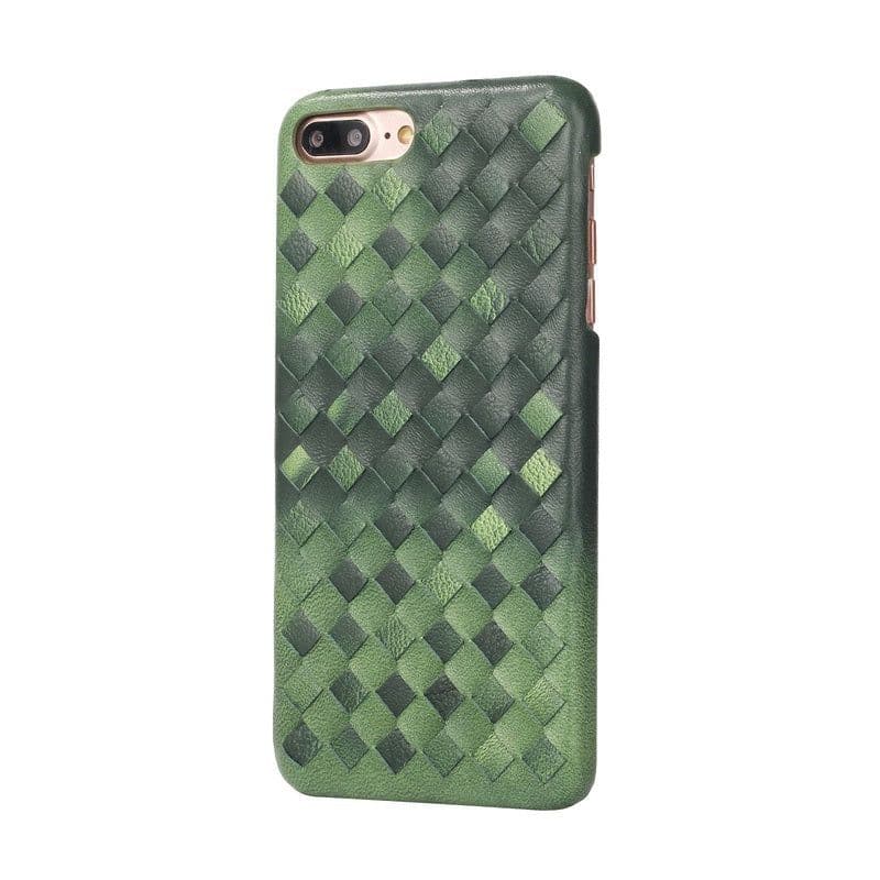 image-Green Woven Leather iPhone Case