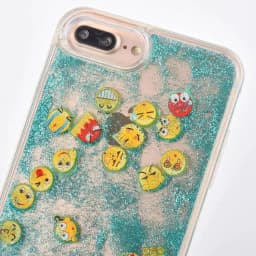 image-Blue Glitter Sand Emoji iPhone Case