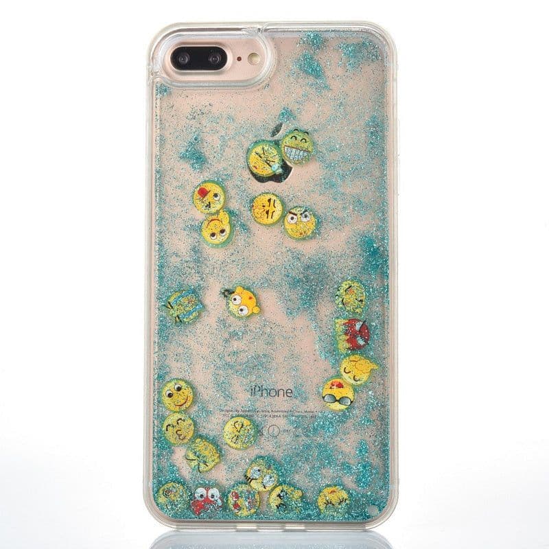 image-Blue Glitter Sand Emoji iPhone Case