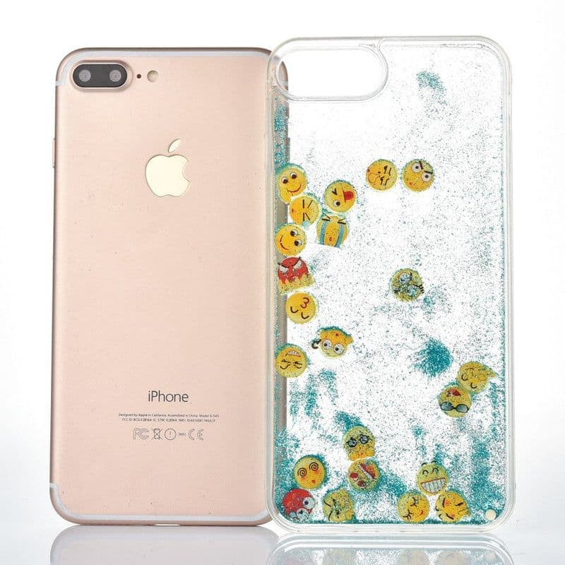 image-Blue Glitter Sand Emoji iPhone Case