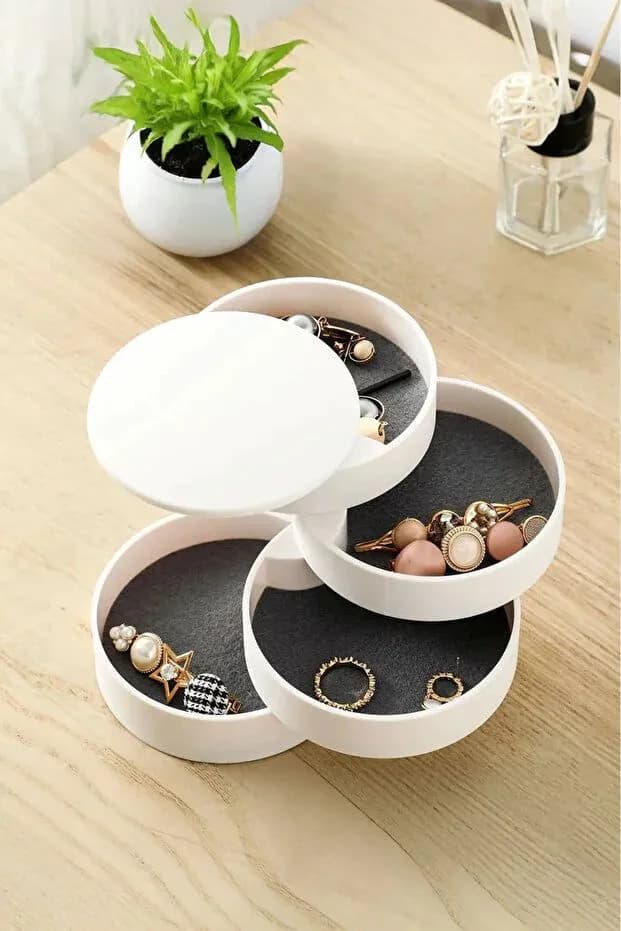 image-4 Compartment Jewelry Organizer Elegant Jewelry Accessory Storage Box