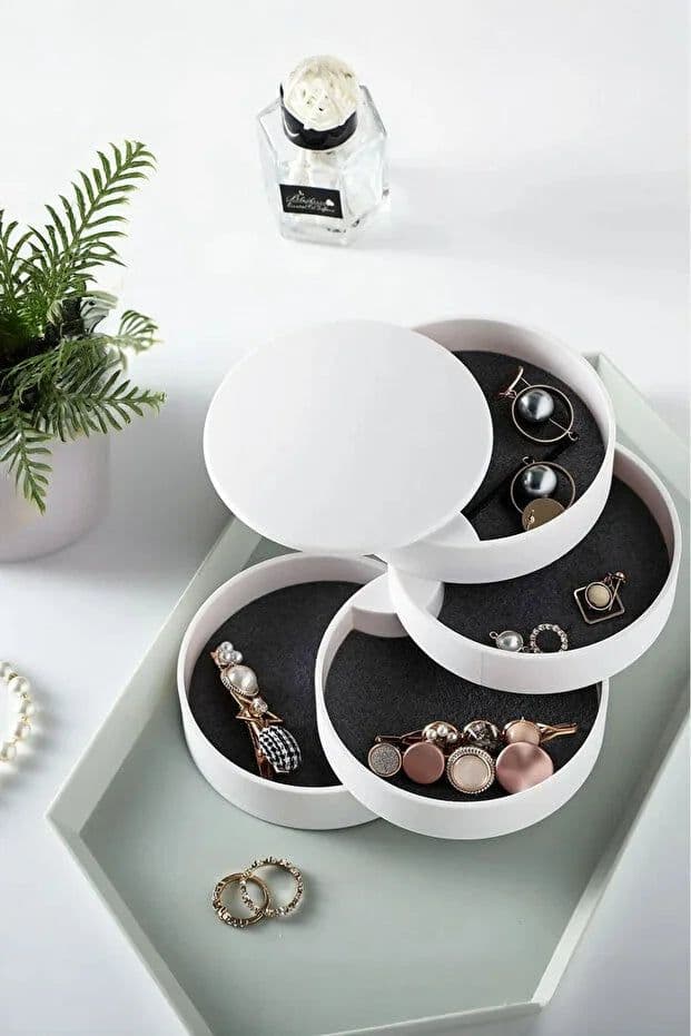 image-4 Compartment Jewelry Organizer Elegant Jewelry Accessory Storage Box