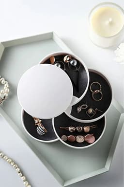 image-4 Compartment Jewelry Organizer Elegant Jewelry Accessory Storage Box