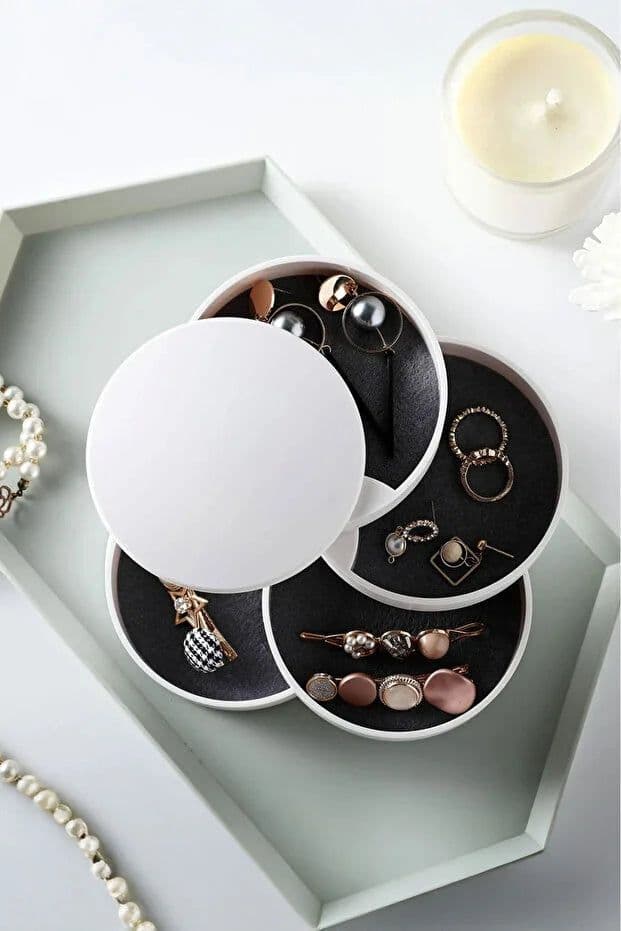 image-4 Compartment Jewelry Organizer Elegant Jewelry Accessory Storage Box
