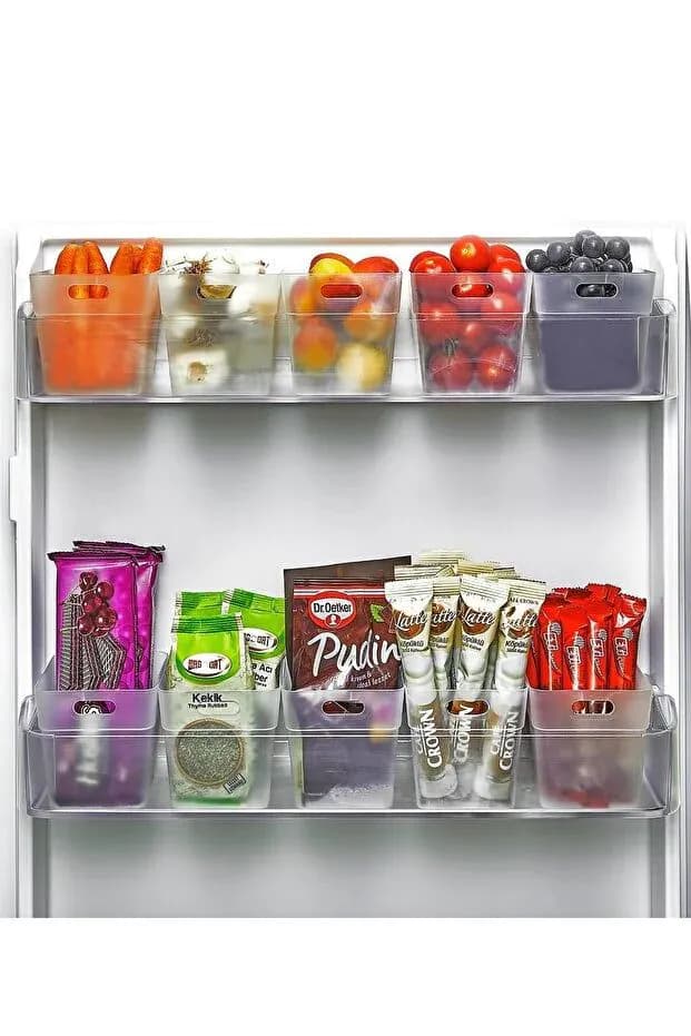image-Set of 6 Fridge Organizer Bins Refrigerator Door Storage Boxes Clear