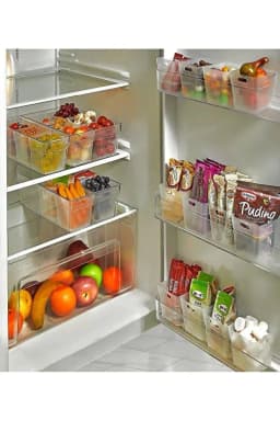 image-Set of 6 Fridge Organizer Bins Refrigerator Door Storage Boxes Clear