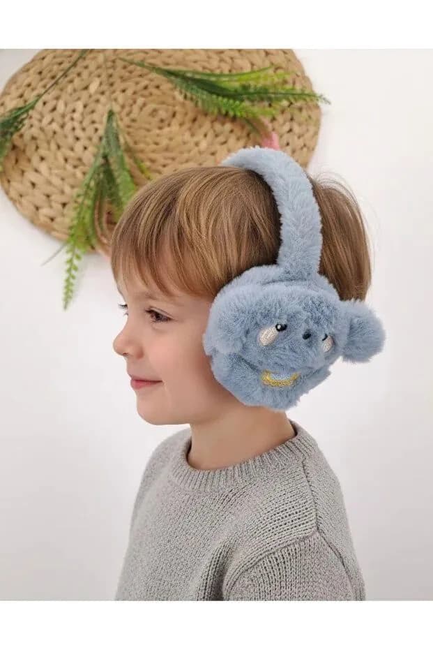 image-Boys Blue Plush Winter Earmuffs – Fluffy Puppy Ear Warmers for Kids