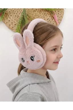 image-Girls Dusty Rose Plush Winter Earmuffs – Fluffy Bunny Ear Warmers for