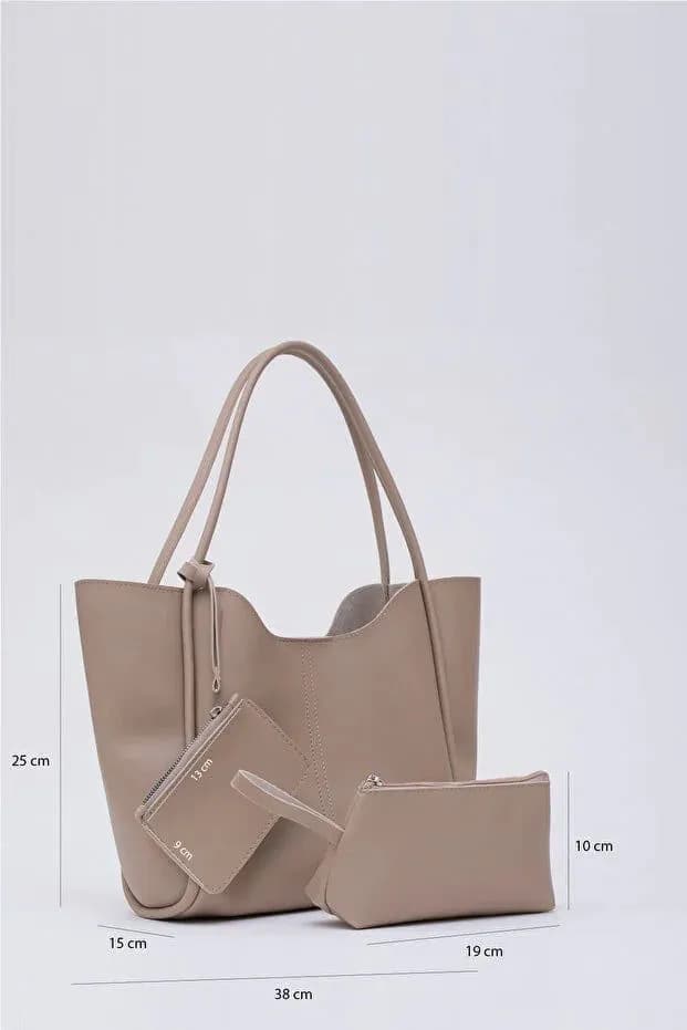 image-Mink SHK108 faux leather women hand and shoulder bag with wallet and