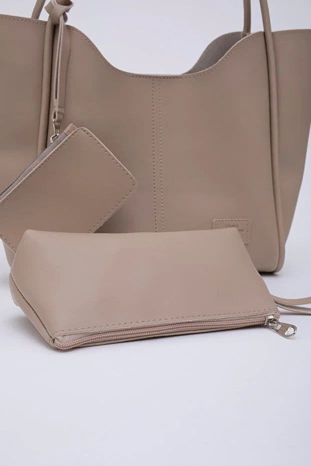 image-Mink SHK108 faux leather women hand and shoulder bag with wallet and