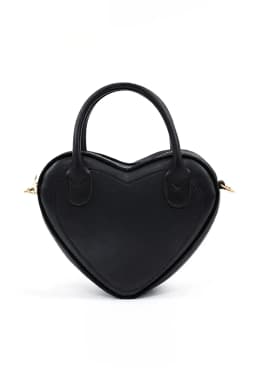image-Black Heart Shaped Faux Leather Zipper Bag Single Compartment Hand Arm