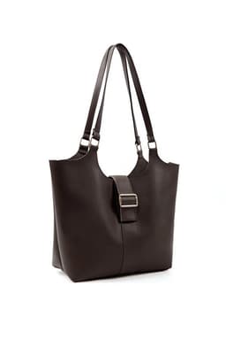 image-Brown Faux Leather Snap Closure Crossbody Hand Bag Single Compartment