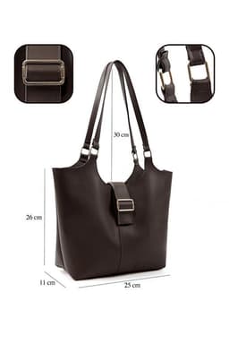 image-Brown Faux Leather Snap Closure Crossbody Hand Bag Single Compartment