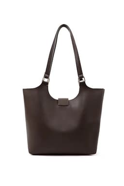 image-Brown Faux Leather Snap Closure Crossbody Hand Bag Single Compartment