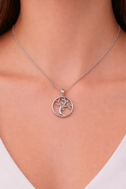 image-925 Sterling Silver Tree of Life Necklace with Swarovski Stone