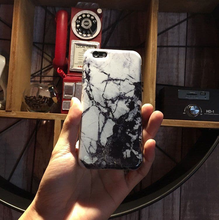 image-Black and White Marble iPhone Case