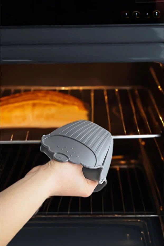 image-Set of 2 Silicone Oven Mitts Heat Resistant Microwave Pot and Tray
