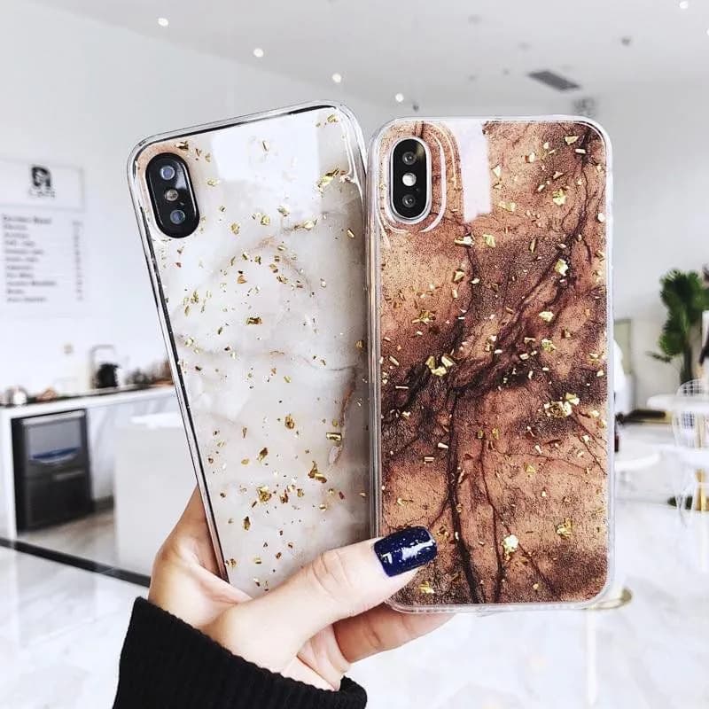 image-Emerald Marble with Shining Gold Foil Phone Case