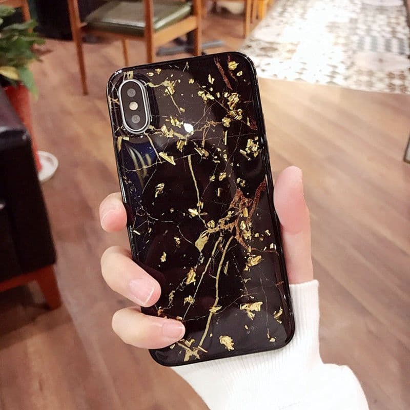image-Emerald Marble with Shining Gold Foil Phone Case