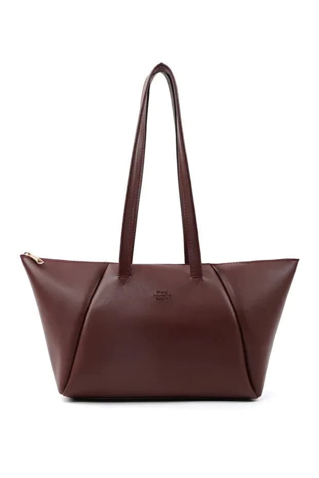 image-Brown Faux Leather Single Compartment Zipper Hand Shoulder Crossbody