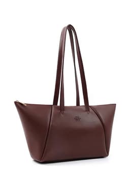 image-Brown Faux Leather Single Compartment Zipper Hand Shoulder Crossbody
