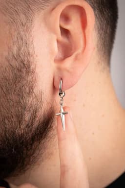 image-Men Stainless Steel Hoop Earrings Durable Fashion Modern Design