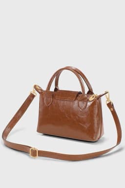 image-Tan Patent Versatile PU Leather Crossbody Bag for Women