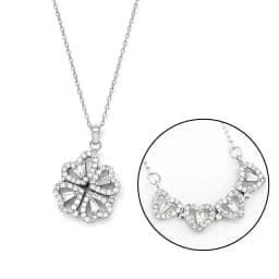 image-Stainless Steel Zircon Stone Opening Clover Necklace