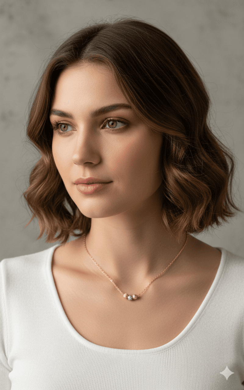 image-Stainless Steel Beaded Necklace for Women