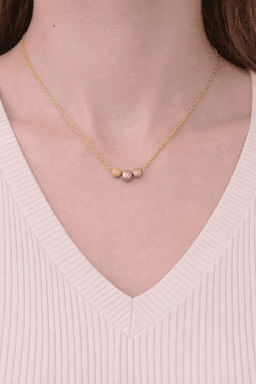 image-Stainless Steel Beaded Necklace for Women
