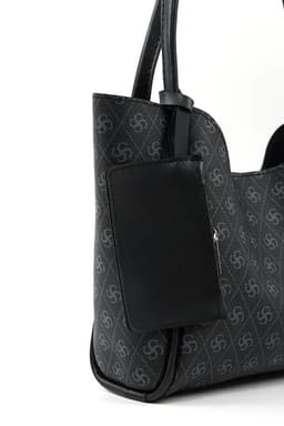 image-Monogram black SHK108 faux leather women hand and shoulder bag with