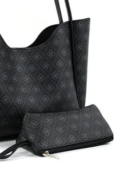 image-Monogram black SHK108 faux leather women hand and shoulder bag with