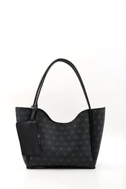 image-Monogram black SHK108 faux leather women hand and shoulder bag with