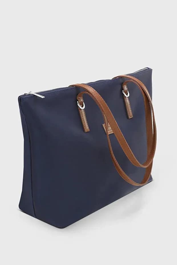 image-Navy Blue Shopper Bag for Women